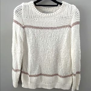 Loft Ivory Knit Open Stitch Sweater | Medium